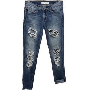KanCan Super Distressed Raw Hem Ankle Jeans